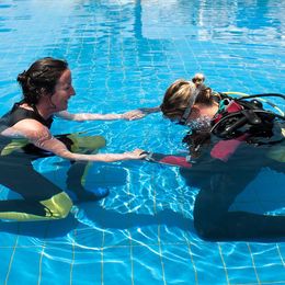Diving in pool