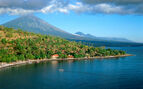 landscape of volcano and bay in Amed